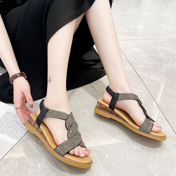 Women’s Anti-skid Soft Sole Rhinestone Wedge Heel Sandals
