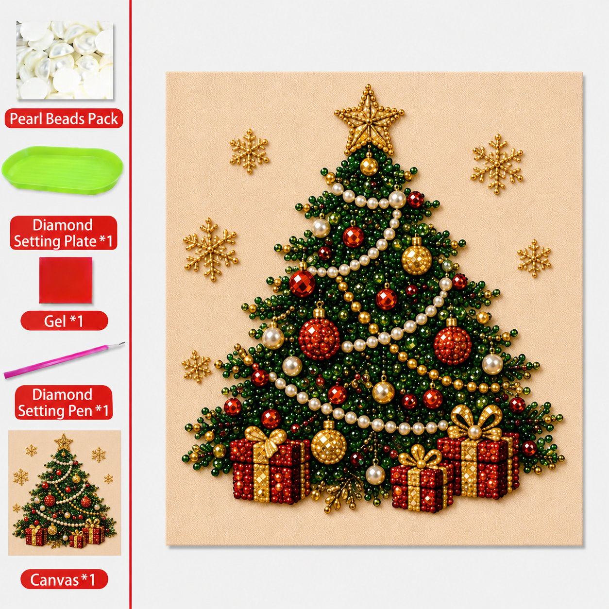 ๐โจ DIY Christmas Pearl Bead Art Kit โ 5 Festive Designs, 3D Raised Beads & Display Frame Included | Holiday Wall Decor ๐ผ๏ธ๐จ