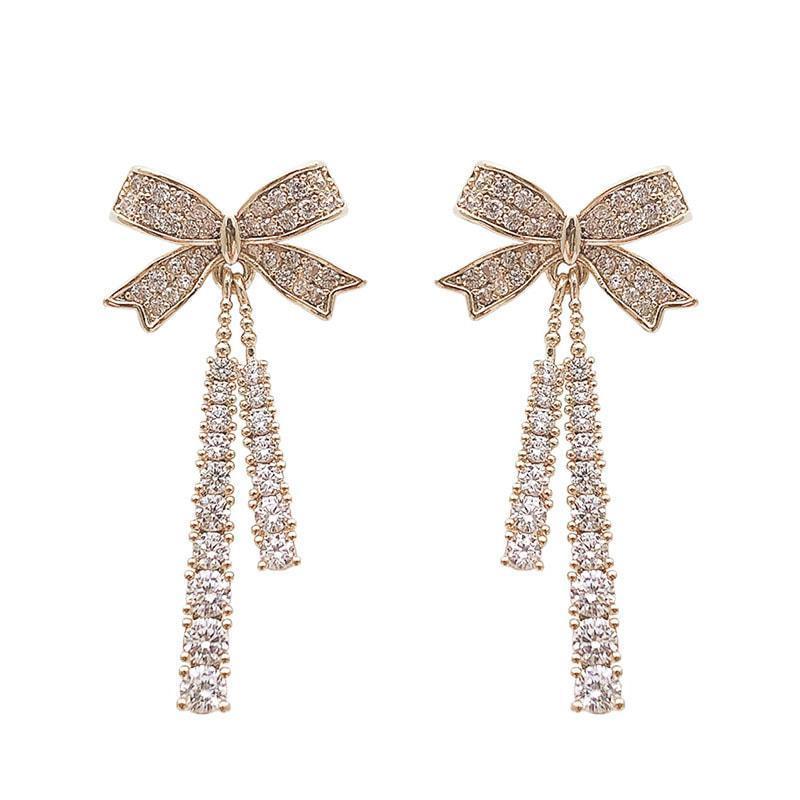 Butterfly Tassel Pearl Stud Earrings