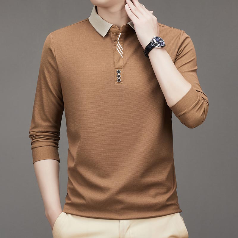 Men's Business Casual Solid Color Lapel Base T-shirt(50% OFF)