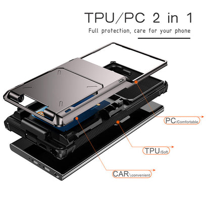 Flip Card Slots Business Armor Case For Samsung Galaxy