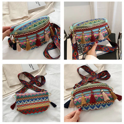 Vintage Colorful Handwoven Waist Bag/Shoulder Bag