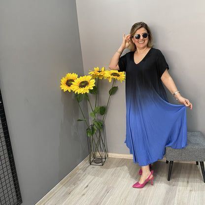 Italy Casual Gradient Tie-dye Long Dress
