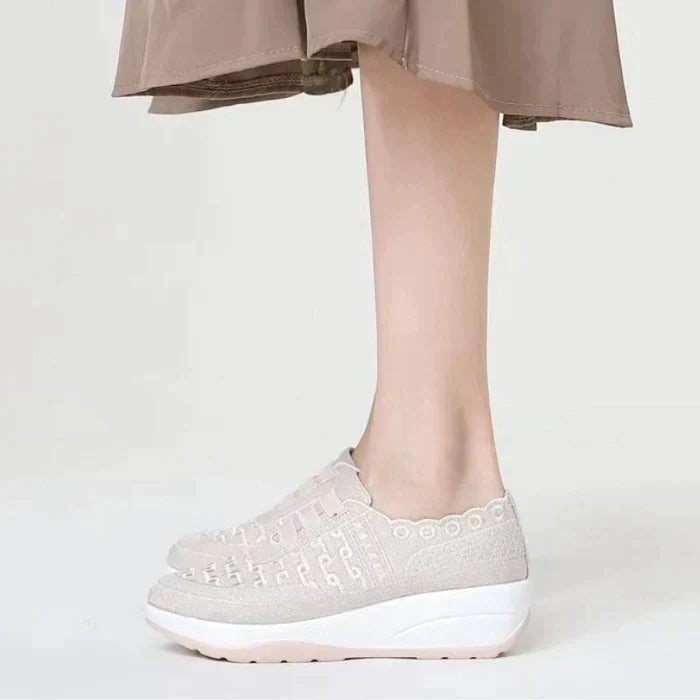 Women Shoes Comfy Elastic Mesh Round Toe Slip On