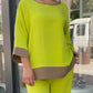 Elegant Long-sleeved Round-neck Trouser Set With Straight Legs