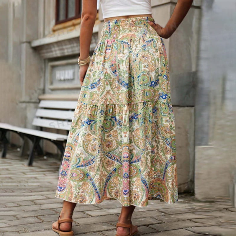 Women's Casual Printed Beach Long Skirt