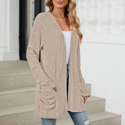 Women's Cozy Autumn Ribbed Knit Cardigan