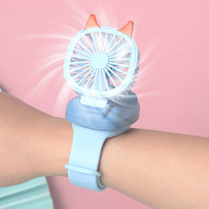 USB Rechargeable Wrist Fan With Comfortable Wrist Strap - Built in colorful LED Change Light