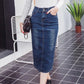 Women's Casual High Waist Back Slit Stretch Denim Skirts