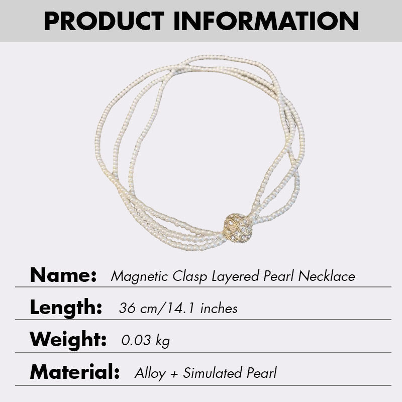 Magnetic Clasp Layered Pearl Necklace