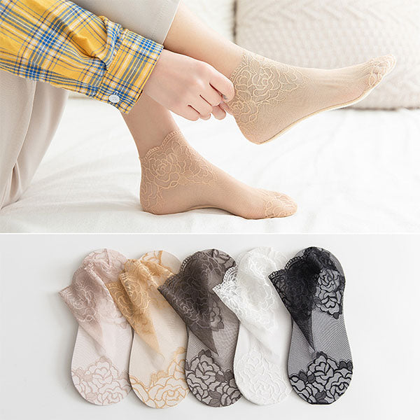 Ladies Fashion Lace Socks(5 pairs)