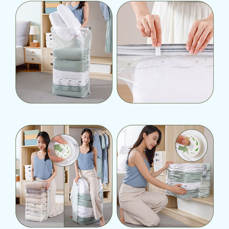 5PCS Reusable Vacuum-Free Compression Storage Bags