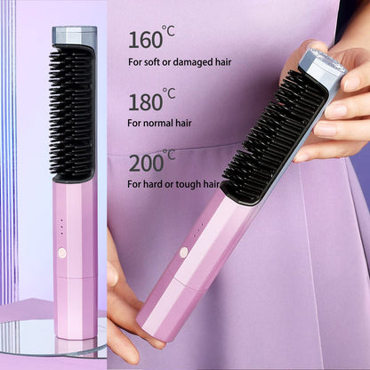 Portable Cordless Hair Straightening Brush