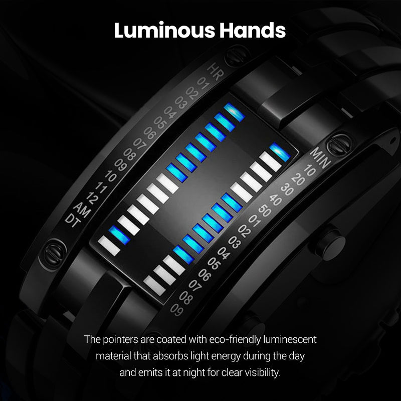 ⌚ Men's Binary LED Watch – Stainless Steel, Blue Light, Sporty, Water-Resistant, Modern ⚡