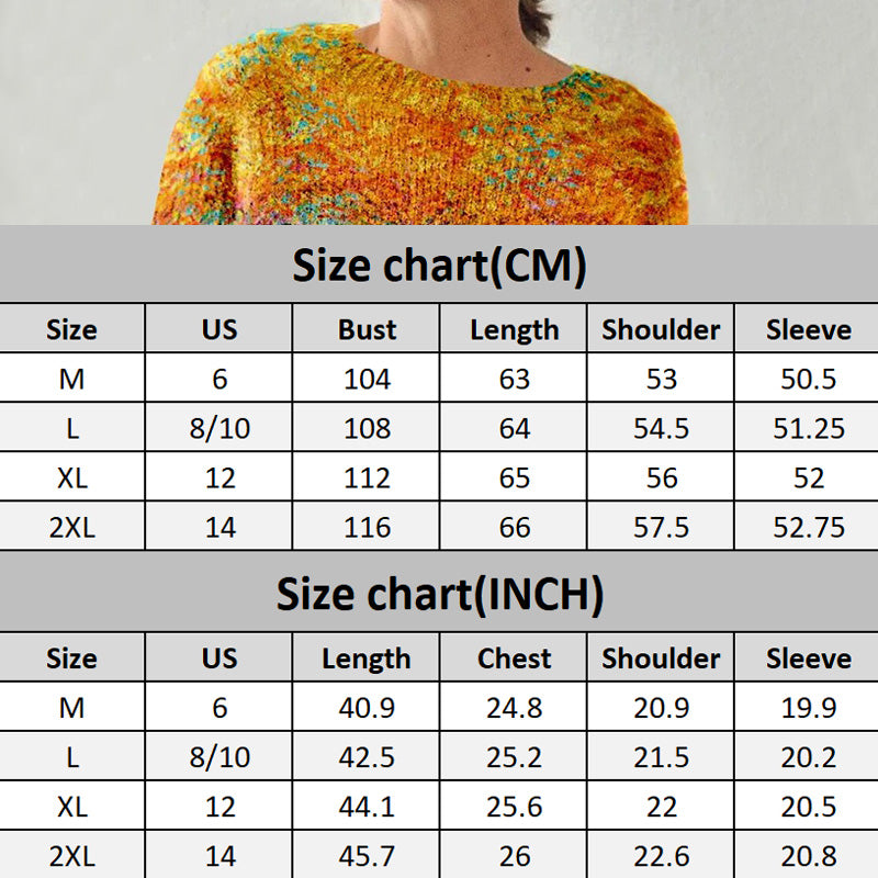Women’s Colorful Casual Sweater with Romantic Flower Patterns