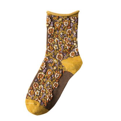 Vintage Embroidered Floral Women Socks