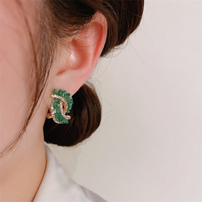 Fashion Cross Green Crystal Earrings