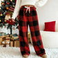 🔥Winter Vintage Plaid Elastic Straight Loose Thick Warm Casual Pants