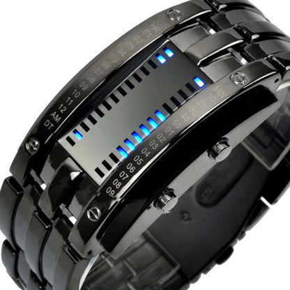 ⌚ Men's Binary LED Watch – Stainless Steel, Blue Light, Sporty, Water-Resistant, Modern ⚡