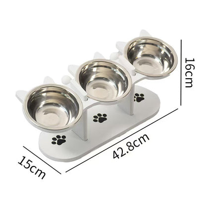 🐾 Anti-Slip Elevated 3-Bowl Pet Feeder! 🍲🐶🐱