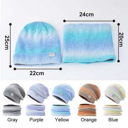 【Christmas Gift】 Gradient Color Warm Knitted Hat&Scarf 2-Piece Set