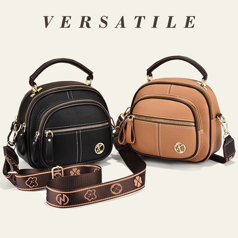 Classic Multifunctional Compartments Adjustable Wide Shoulder Strap PU Leather Crossbody Bag