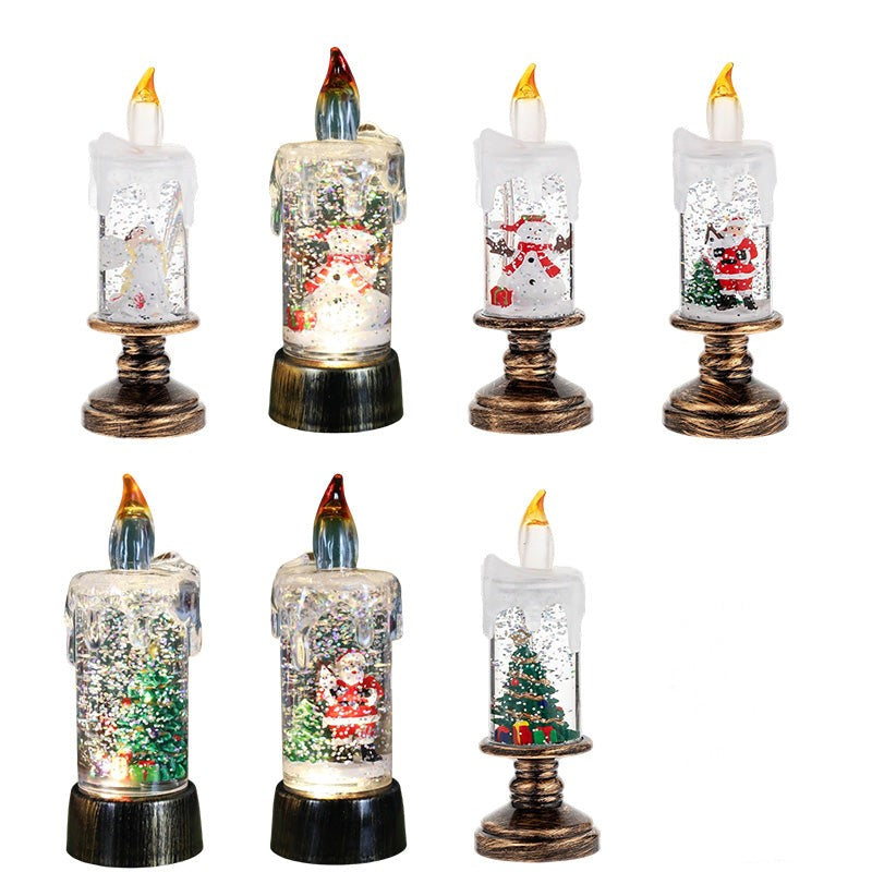 Battery Operated Lighted Christmas Snow Globe Candle