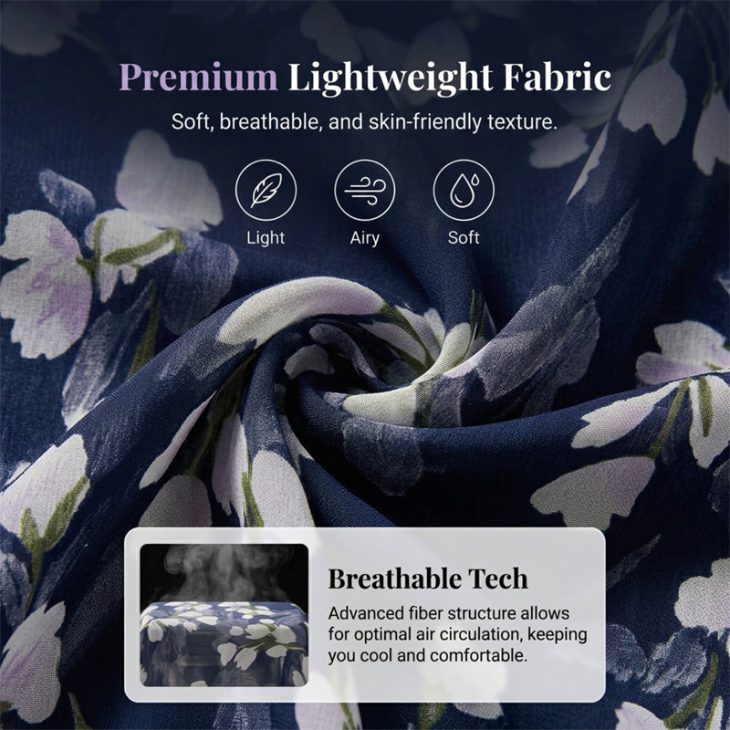 🌸Women's Floral A-Line Party Dress – Double-Layer Chiffon, Elegant Print & Knee-Length Fit 👗