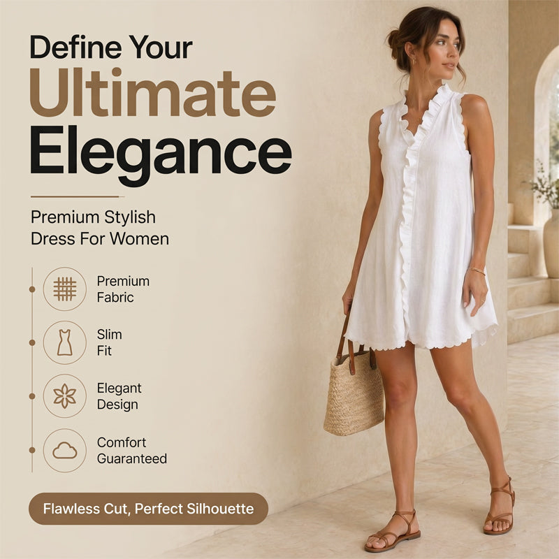 Women's Ruffle Trim Button-Front Mini Dress