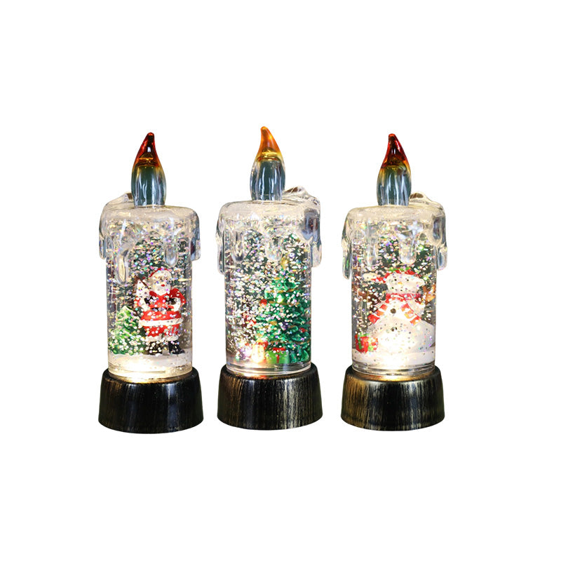 Battery Operated Lighted Christmas Snow Globe Candle
