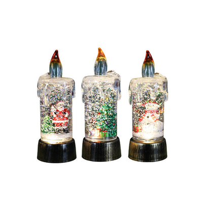 Battery Operated Lighted Christmas Snow Globe Candle