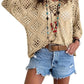 ✨Womens Bohemian-Inspired Beige Crochet Top with V-Neck
