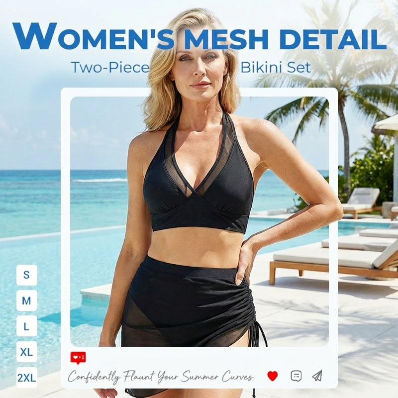 🏖️ High Waisted Bikini Set with Swim Skirt – Gentle tummy control, flattering skirt coverage. Feel confident & comfortable by the water. 🌊🌸