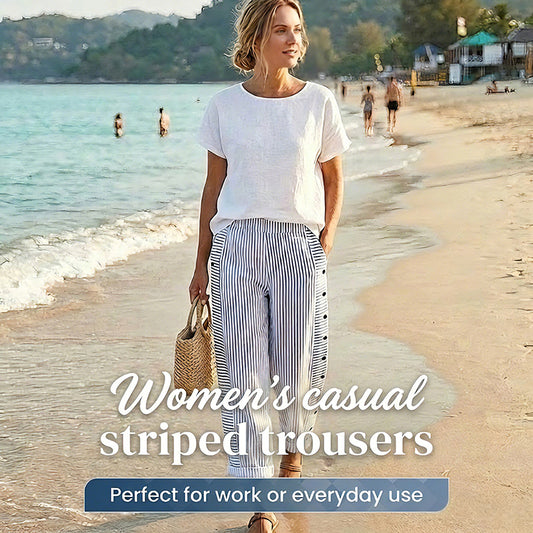 ⏳Time-Limited Special⏰Comfy Blue Striped Side Pocket Pants