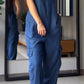 Thin Denim Cargo Pocket V-neck Jumpsuit