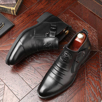 🔥Men's Embossed Short Boots Double Side Zipper Fashion Boots!👞