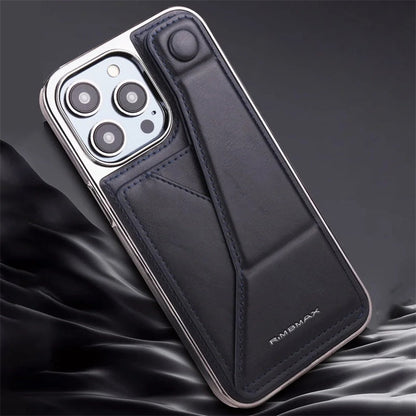 Full-cover Artificial Leather Case with Wristband Stand & Card Slot for iPhone