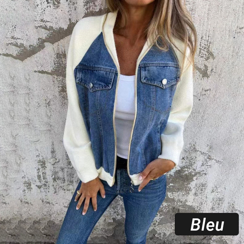 💕Women's Creative Denim Splicing Jacket