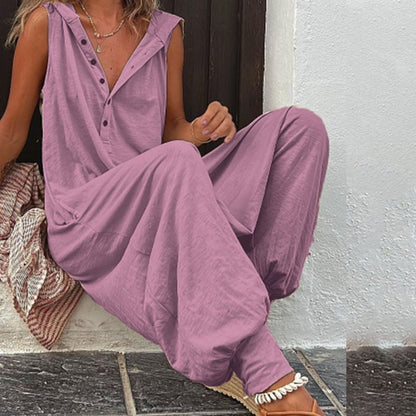 Women's Relaxed Hooded Sleeveless Jumpsuit