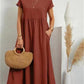Fashion Solid Color Cotton Linen Pocket Dress