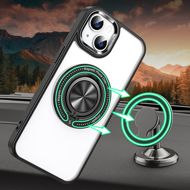 Magnetic Shockproof Phone Case With 360 Rotatable Ring Holder Stand