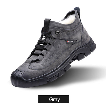 [Winter Gift] Men's Faux Wool Lining Leather Sneaker