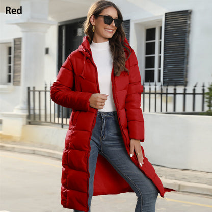 Women's Mid-Length Hooded Cotton Jacket Coat