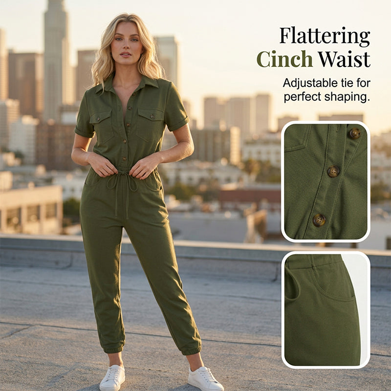 💖Short Sleeve Button-Front Jumpsuit for Women🌟