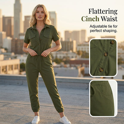 💖Short Sleeve Button-Front Jumpsuit for Women🌟