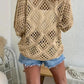 ✨Womens Bohemian-Inspired Beige Crochet Top with V-Neck