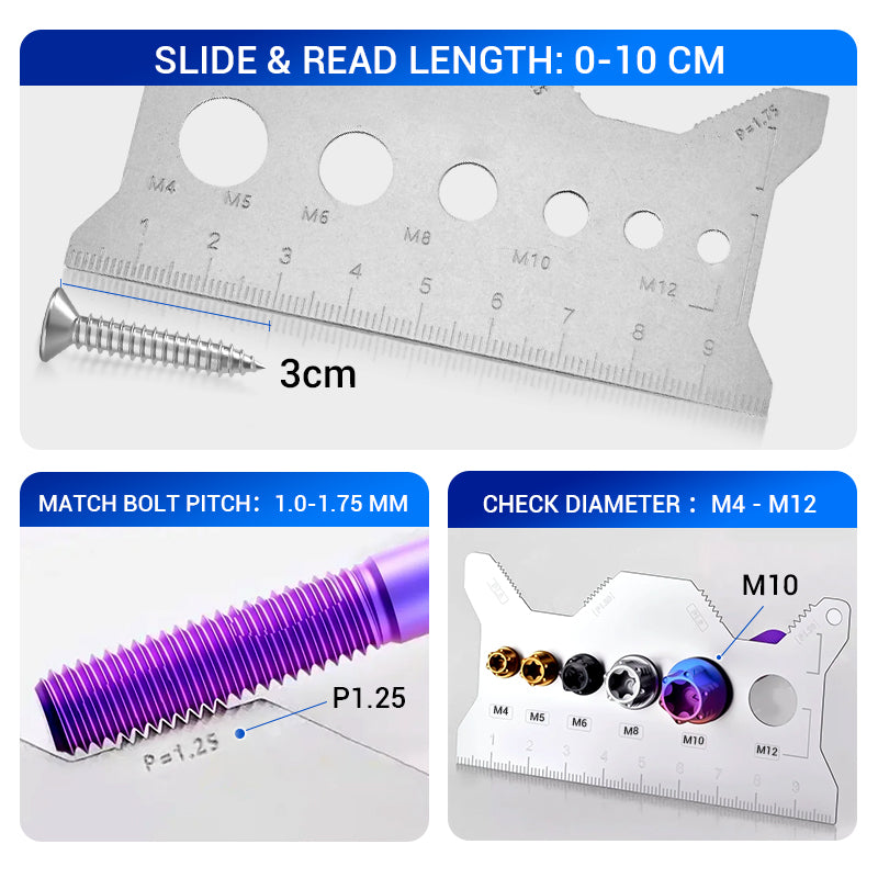 🎉Stainless Steel Double-Sided Bolt Gauge Card