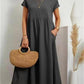 Fashion Solid Color Cotton Linen Pocket Dress
