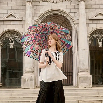 🔥Vintage Stained Glass Automatic Umbrella