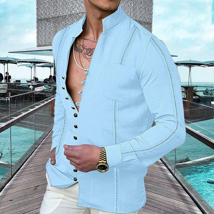 Men's Linen Button Up Summer Beach Shirt